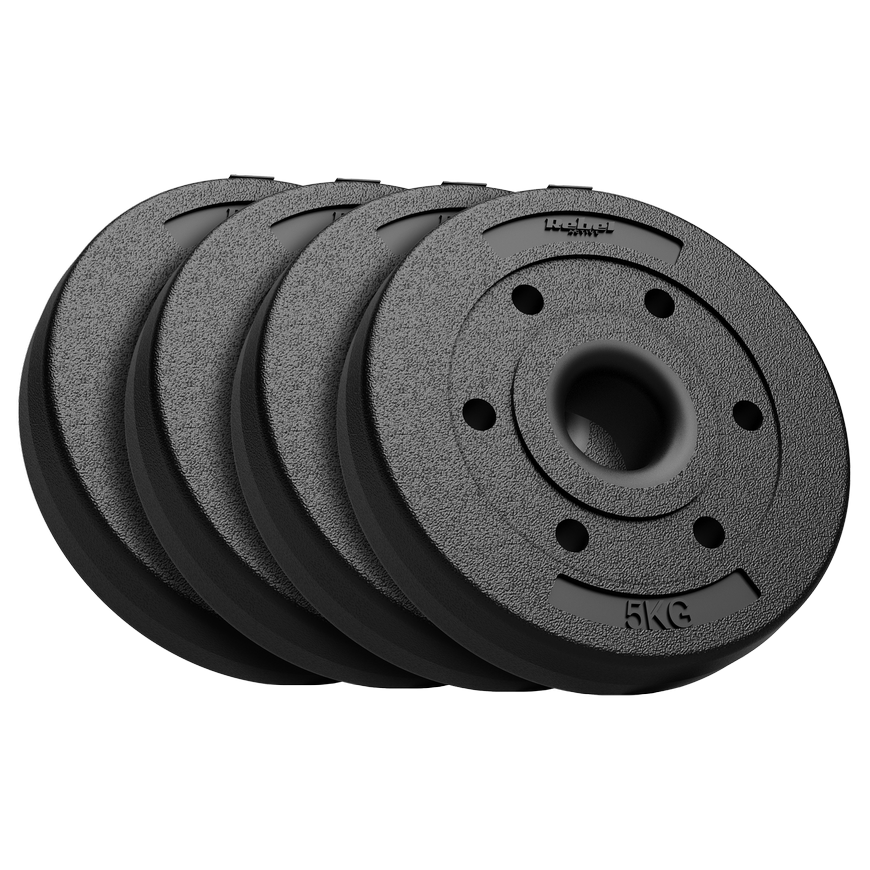 Set of bituminous weights 4x5kg, hole 51mm - for Olympic barbells, REBEL ACTIVE