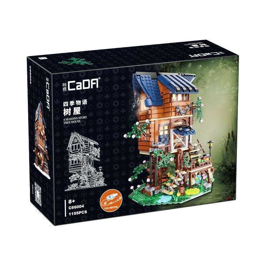 Klocki konstrukcyjne CaDA Set Cztery Seasons Świecący domek na drzewie 1155 parts swiatlo LED – 2