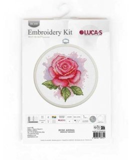 luca S Siuvinėjimo kryželiu rinkinys su lankeliu, įtrauktas „Rose Aroma“ 9 x 9,5 cm SBC105