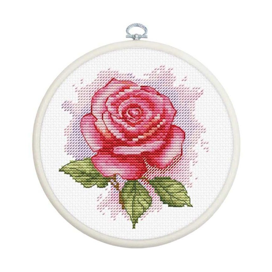 luca S Cross Stitch Kit with Hoop Included Rose Aroma 9 x 9.5cm SBC105 – 2