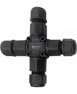 Orno Cable connector, four-way X-type splitter with quick connector, IP68, 3x4mm2, 400V/16A