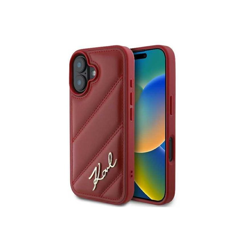 Case Karl Lagerfeld KLHCP16SPQDSMGR iPhone 16 6.1" red/red hardcase Quilted Signature