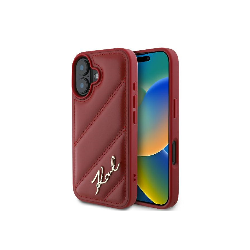 Dėklas Karl Lagerfeld KLHCP16SPQDSMGR iPhone 16 6.1" raudona/red hardcase Quilted Signature – 4