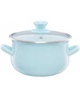 Puodas emaliowany su dangteliu Pyza miętowy 16 cm 2 l EMALIA OLKUSZ