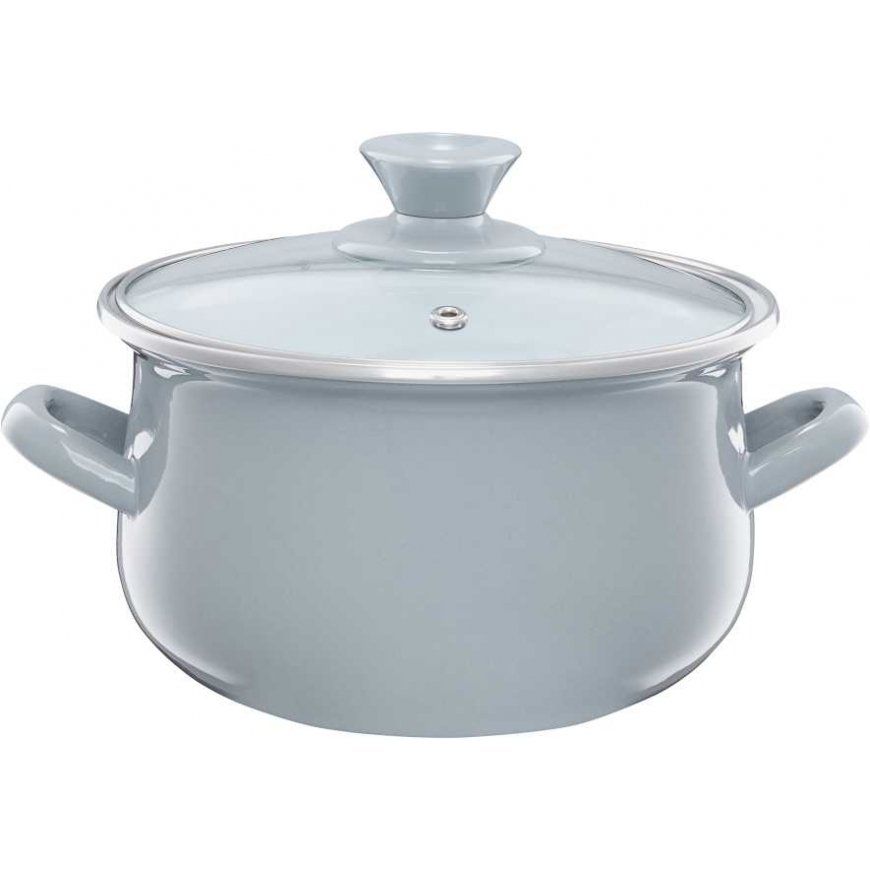 Enamel pot with lid Pyza gray 20 cm 3.8 l ENAMEL OLKUSZ