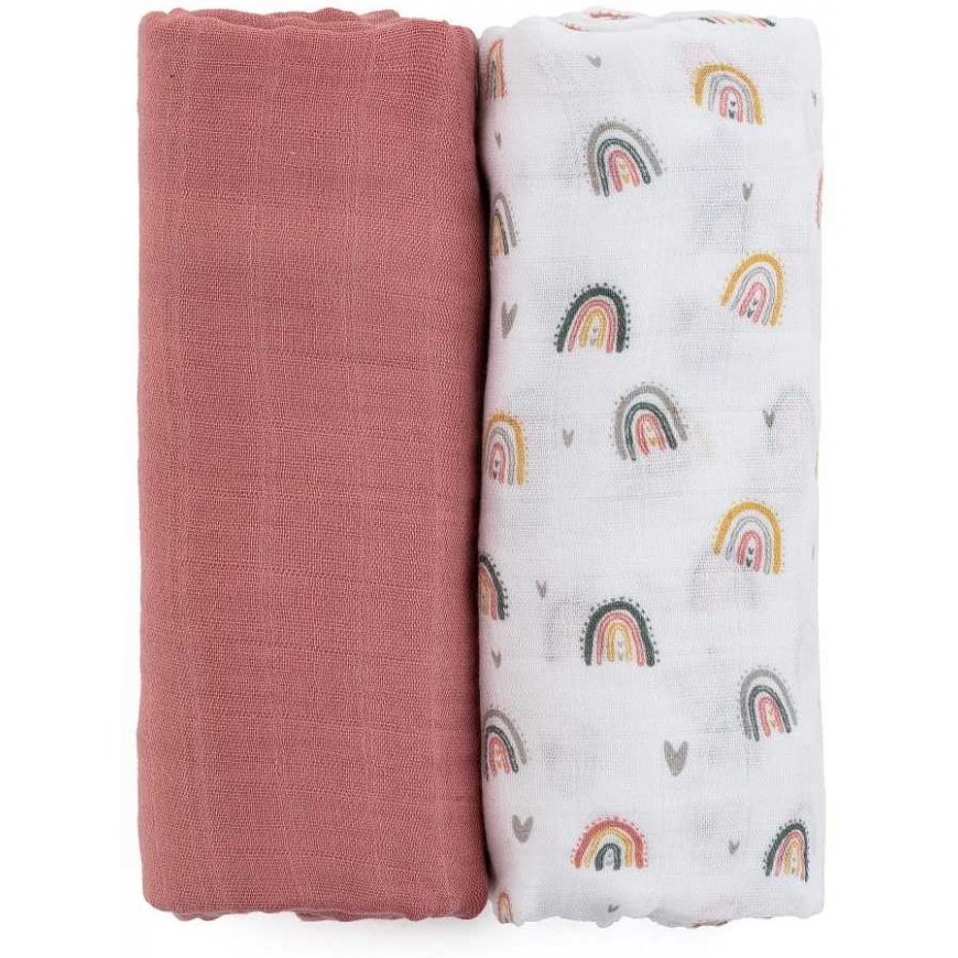 Petite&Mars Misty - bambuko muslino vytinys, 2 rinkinys | Rožė