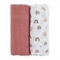 Petite&Mars Misty Bamboo Muslin Wrap Set of 2 | Rose Petite&Mars Misty Bamboo Muslin Wrap Set of 2 | Rose
