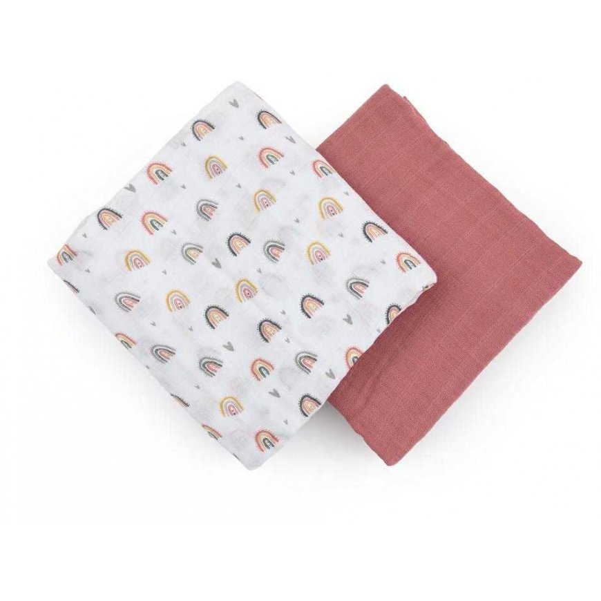 Petite&Mars Misty - bambuko muslino vytinys, 2 rinkinys | Rožė – 3
