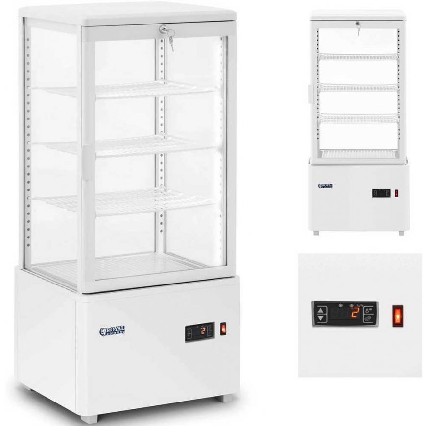 Refrigerator Royal Catering Refrigerator showcase, glass, 4 levels, 78 l - white
