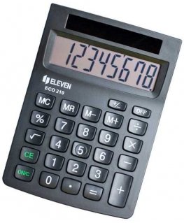Eleven Calculator ECC210, black, birkowy, 8 miejsc, zasilane energia słoneczna