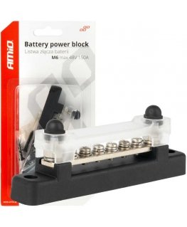 Blok rozdzielczy mass minus bus bar m6 12v - 48v 150a amio-03809