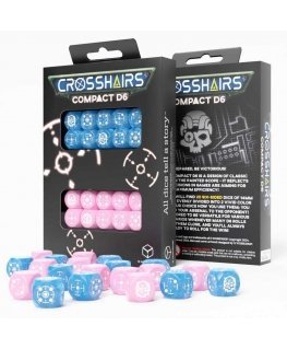 Puzzle Q Workshop Crosshairs Compact D6 Rpg Dice Set (Blue And Pink Sp.)