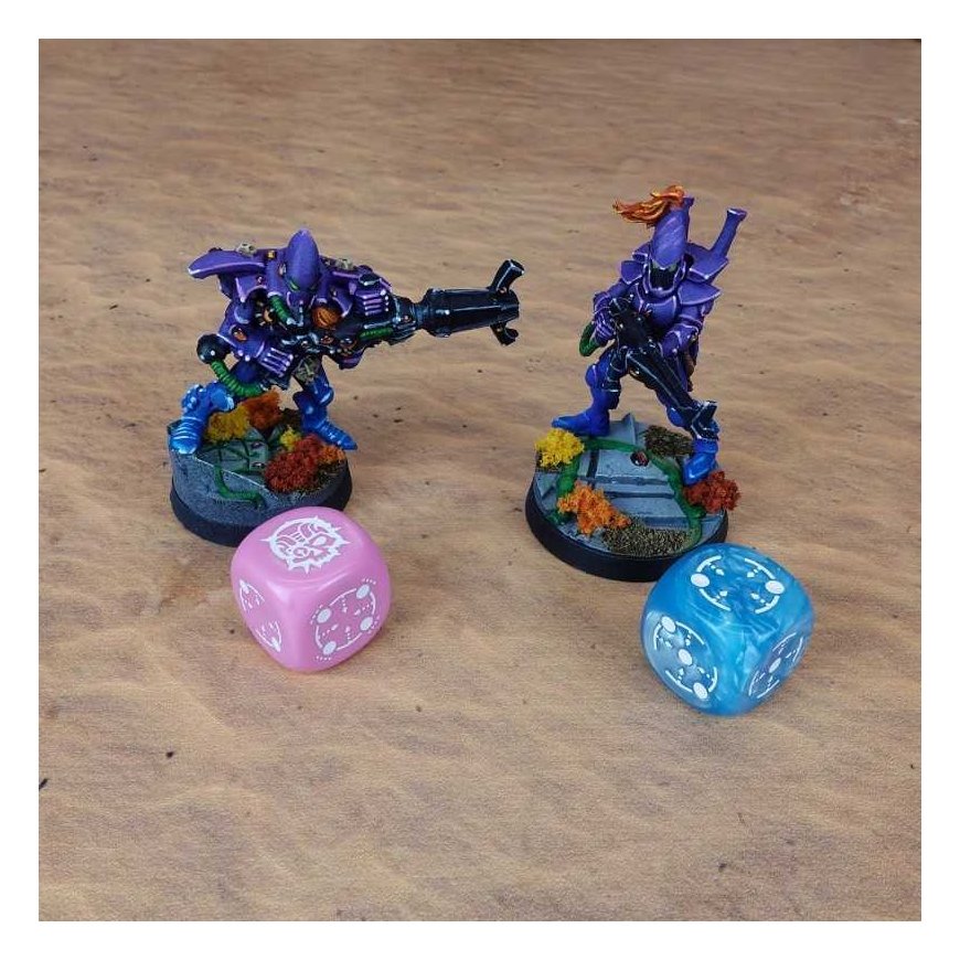 Puzzle Q Workshop Crosshairs Compact D6 Rpg Dice Set (Blue And Pink Sp.) – 3