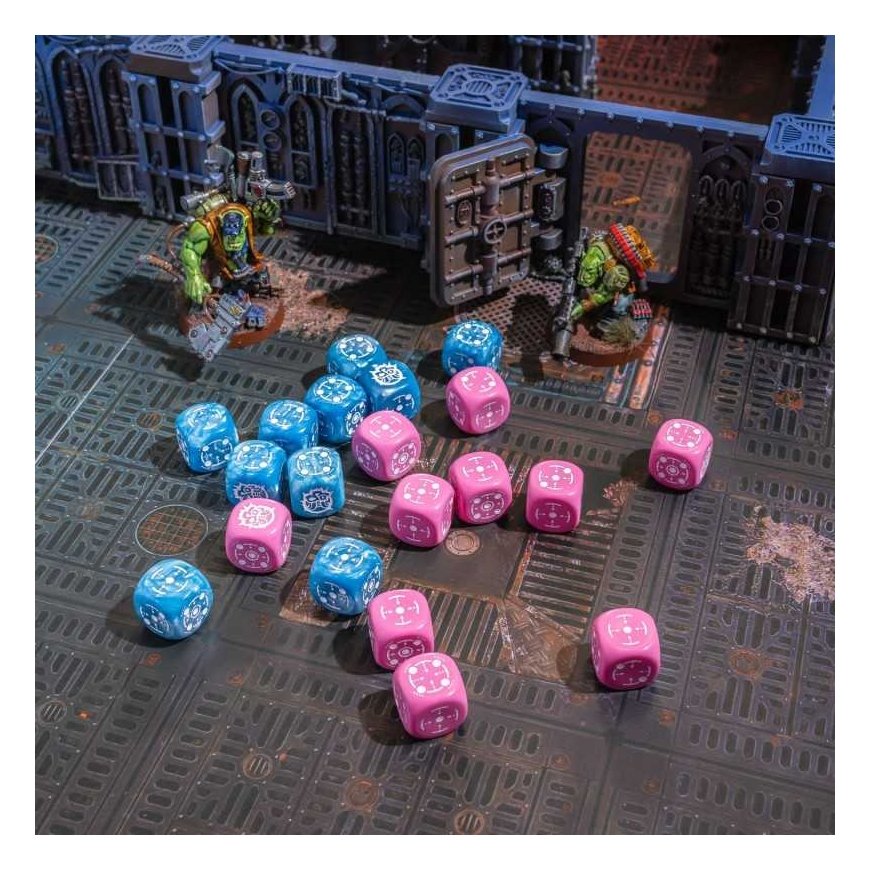 Dėlionė Q Workshop Crosshairs Compact D6 Rpg Kauliukų Rinkinys (Mėlynos Ir Rožinės Sp.) – 4