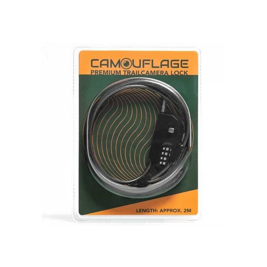 Apsaugos nuo vagystės kameros spąstų užraktas – Camouflage Premium Trailcamera Lock – WildcameraXL