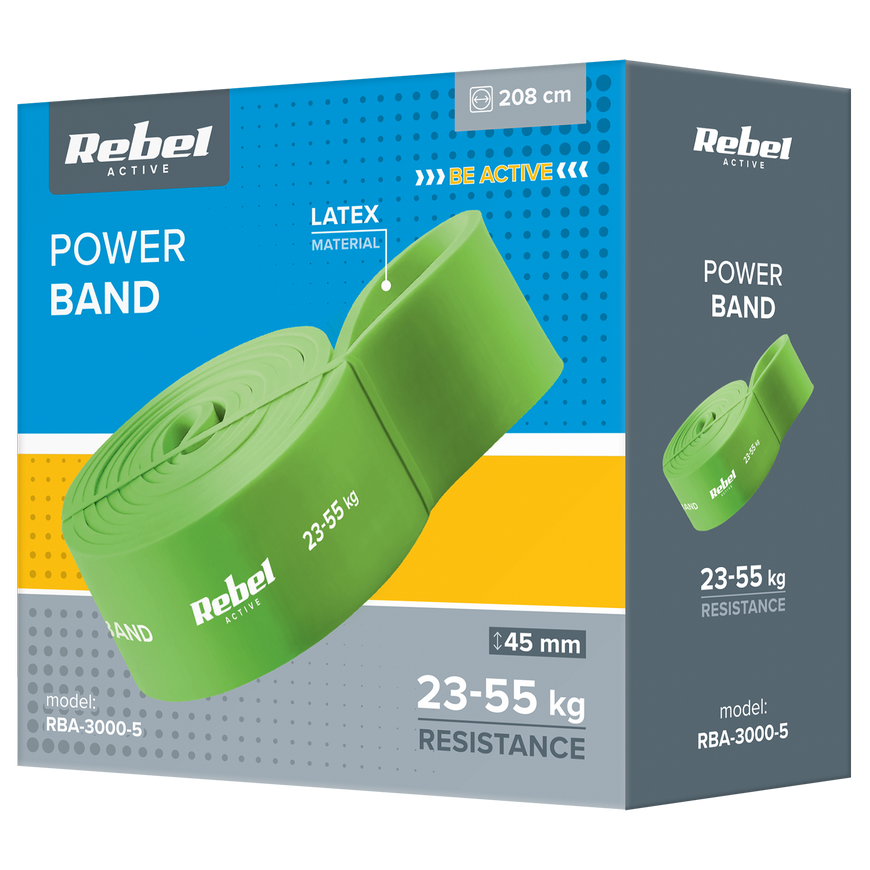Latex exercise band - Power Band PL-5, green 23-55 kg REBEL ACTIVE – 3