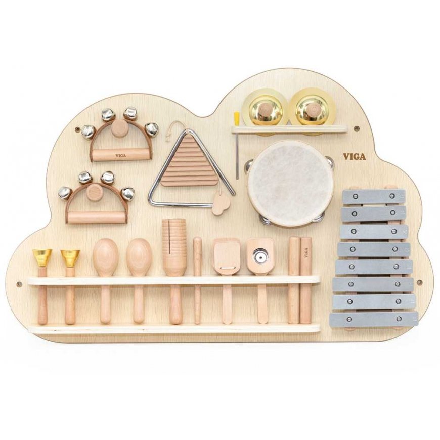 Viga Toys Wooden musical table with a set of 12 percussion instruments – 2