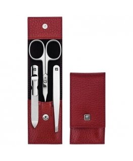 Zwilling Classic Inox reisikomplekt - nahkümbris, 3 tükki - punane