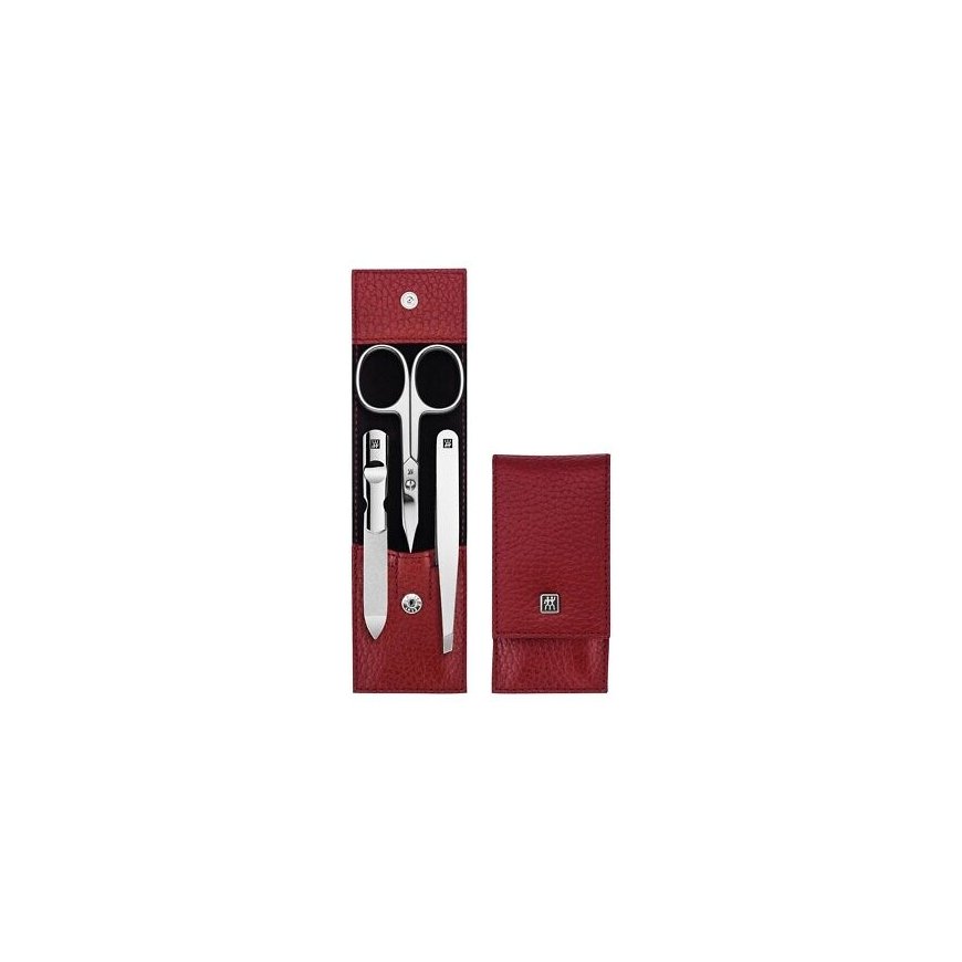 Zwilling Classic Inox ceļojumu komplekts - ādas futrālis, 3 gabali - sarkans