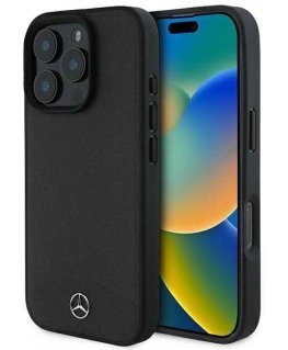 Case Mercedes MEHMP16X23RBARK iPhone 16 Pro Max 6.9" black/black hardcase Textured And Plain Leather MagSafe