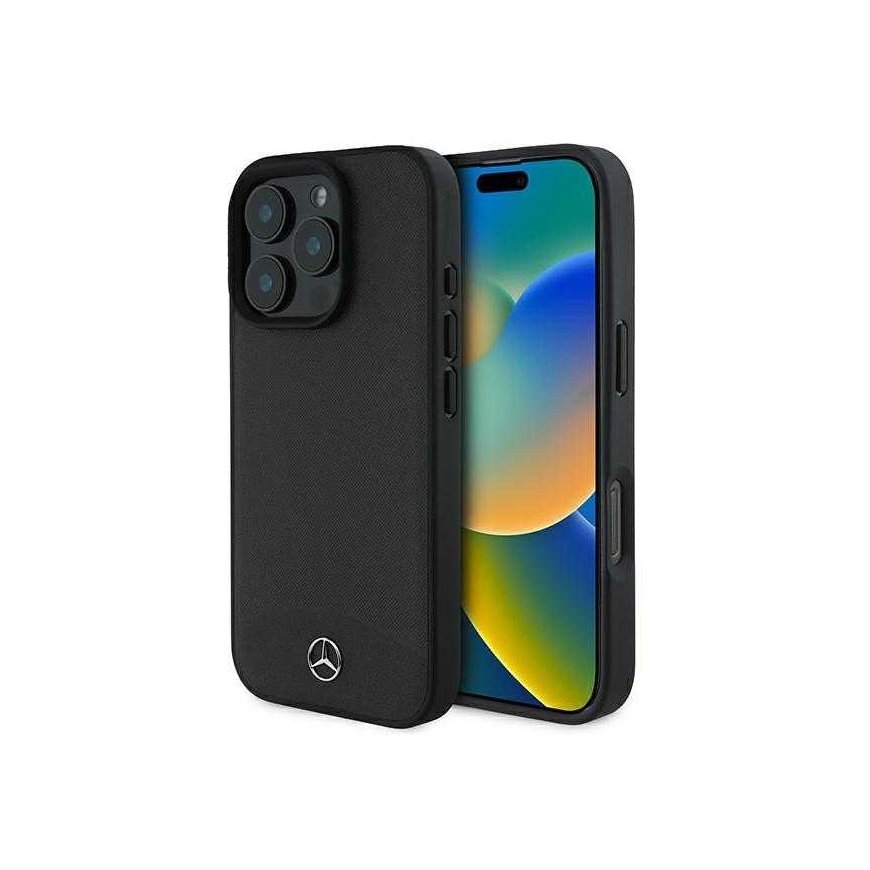 Dėklas Mercedes MEHMP16X23RBARK iPhone 16 Pro Max 6.9" juoda/juodas hardcase Textured And Plain Leather MagSafe