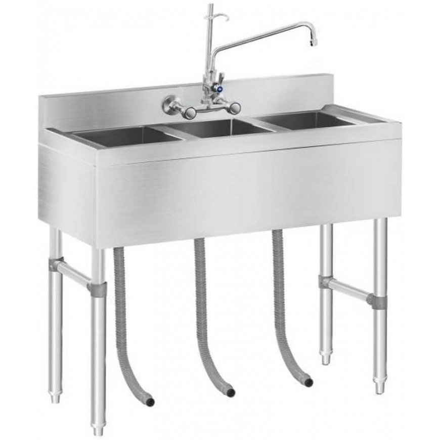 Royal Catering Stainless steel catering sink, 3 bowl basin, 100x50cm – 2