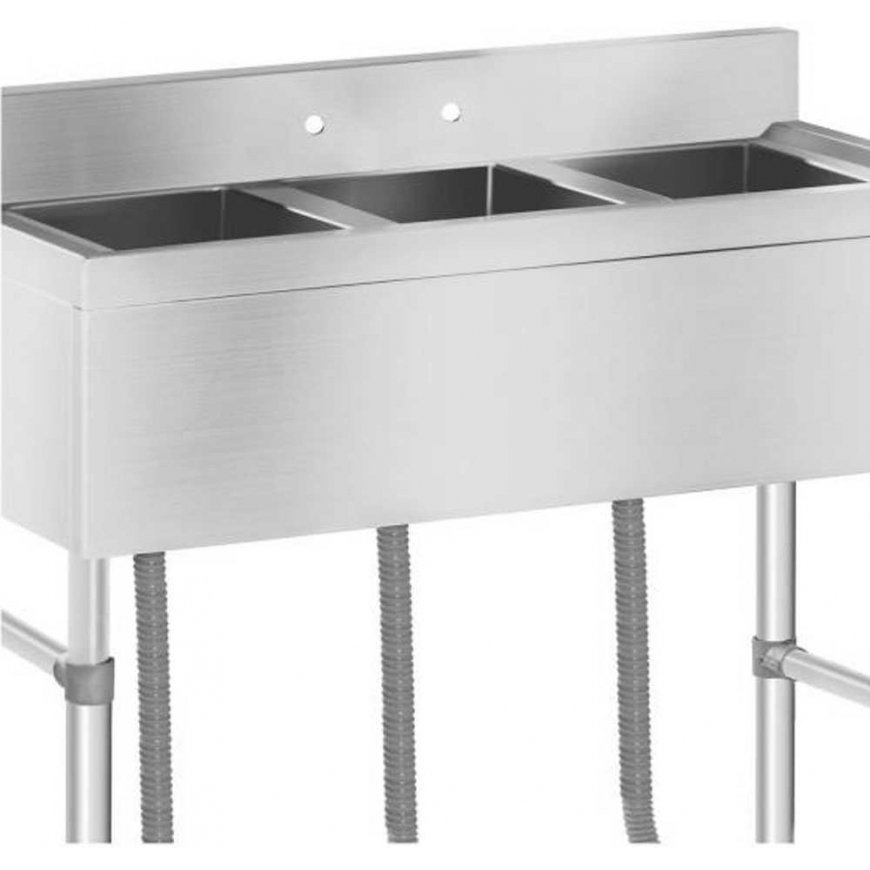 Royal Catering Nerūdijančio plieno maitinimo kriauklė, 3 dubenų baseinas, 100x50cm – 4