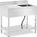 Royal Catering Vieno dubenio baseino kriauklė su nutekėjimu, lentyna ir apvadu, dešinė, 100 x 60 x 97 cm Royal Catering Vieno dubenio baseino kriauklė su nutekėjimu, lentyna ir apvadu, dešinė, 100 x 60 x 97 cm
