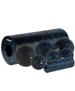Set wałek do masażu, mini roller, 2 piłki, 2 duoball-e, 6 parts, color black-blue, material EPP, REBEL ACTIVE