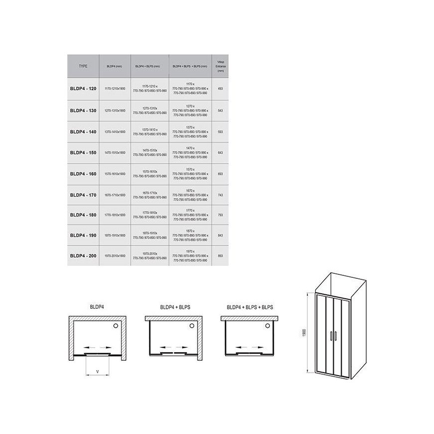 Sliding shower door Ravak Blix, BLDP2-120, satin+transparent glass – 4