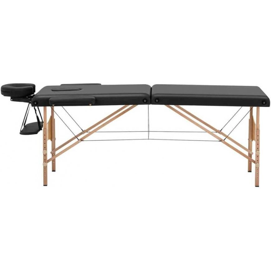 Physa Wide foldable massage bed table with wooden frame VANNES Black - black – 5