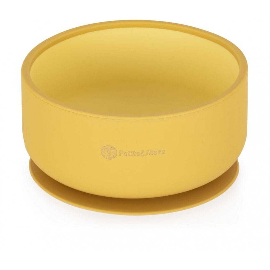 Petite&Mars Take&Match - two-color bowl with suction cup, 450 ml | Intense ocher