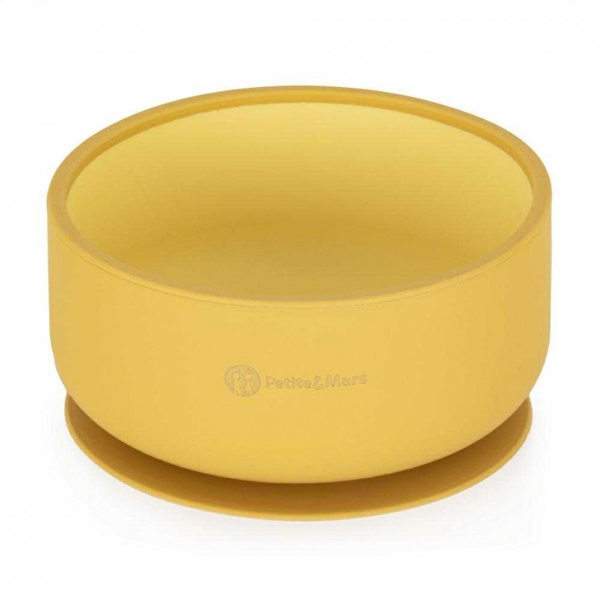 Petite&Mars Take&Match - two-color bowl with suction cup, 450 ml | Intense ocher – 2
