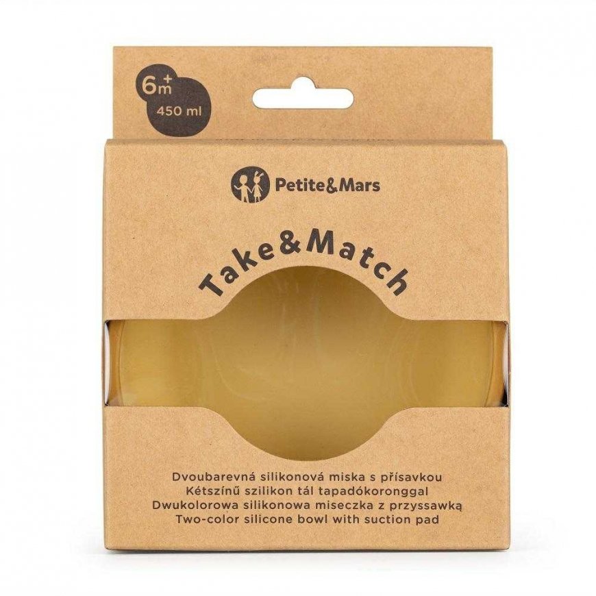 Petite&Mars Take&Match - dviejų spalvų dubuo su siurbtuku, 450 ml | Intensyvi ochra – 4