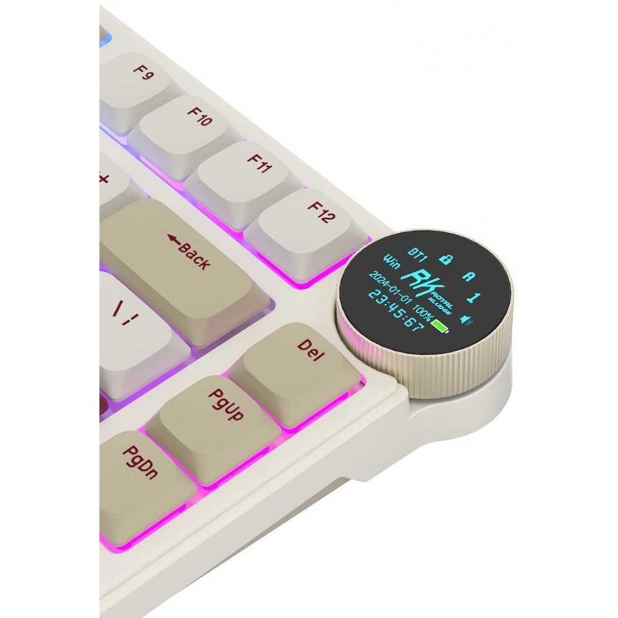 Royal Kludge RK N80 RGB Rosy Clouds belaidė klaviatūra |75%, Hot-swap, Raudona switches, US – 2