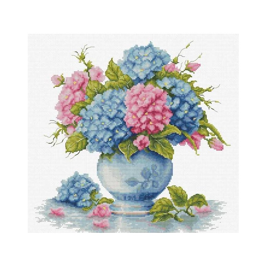 luca S Cross stitch kit "Vase with hydrangea" 26x26cm SB7033 – 2