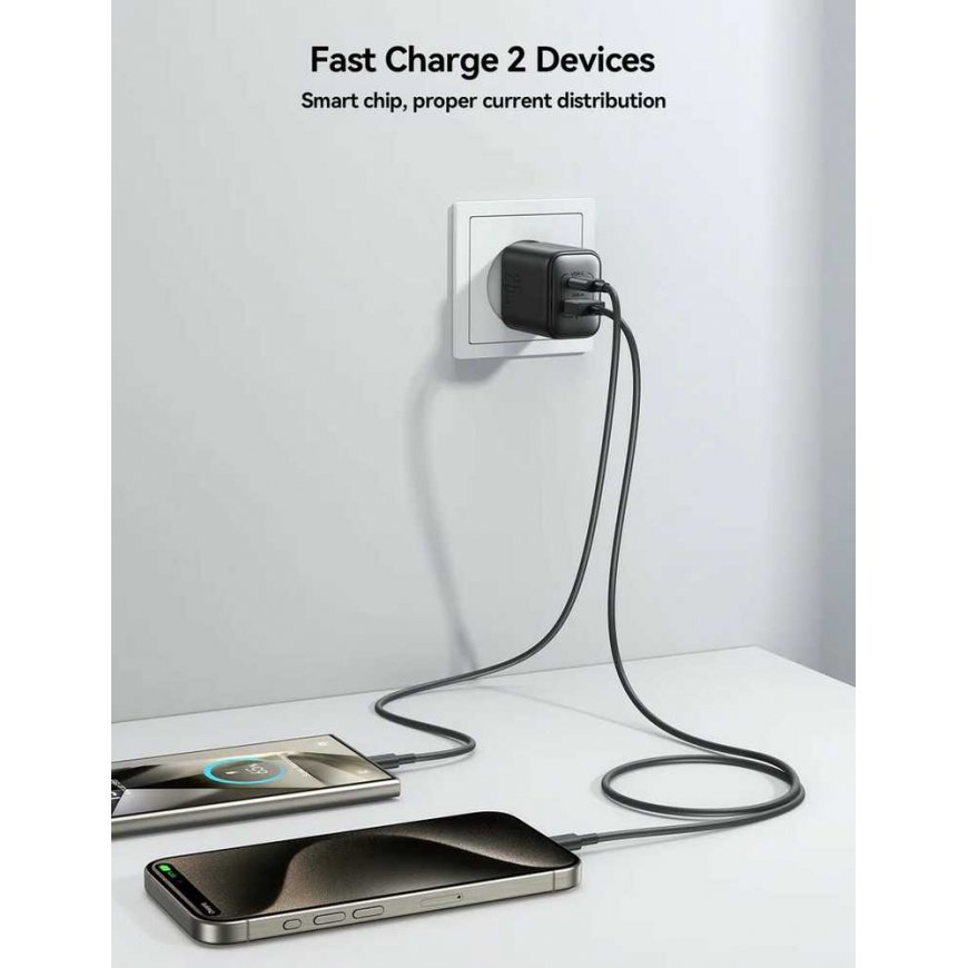Charger Joyroom JR-TCF13 USB-C/USB-A 25W black – 3
