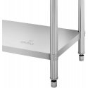 Royal Catering Table, stainless steel, wall top with edge, 2 shelves, 200x90cm Royal Catering Table, stainless steel, wall top with edge, 2 shelves, 200x90cm