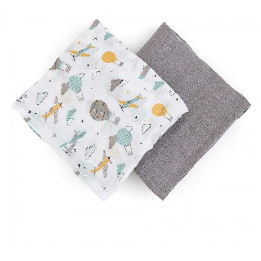 Petite&Mars Misty Bamboo Muslin Wrap Set of 2 | Gray – 3