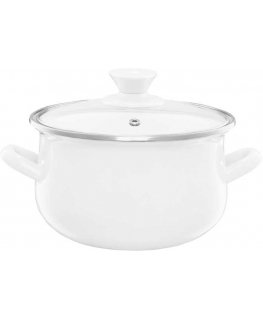 Puodas emaliowany su dangteliu Pyza kreminė 14 cm 1,25 l EMALIA OLKUSZ