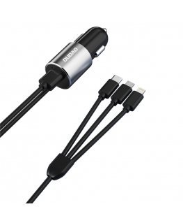 DUDAO R5ProN 3.4A Car Charger Built-in cables Универсальная Серый Прикуриватель Быстрая зарядка Авто