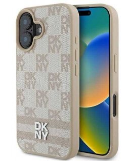 Case DKNY DKHCP16SPCPTSSP iPhone 16 6.1" pink hardcase Checkered Pattern & Printed Stripes