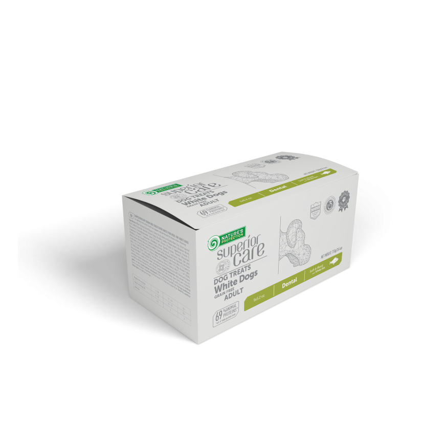 NATURE'S PROTECTION SC White Dogs Grain Free Adult Hipoallergenic Dental Whitefish - suņu kārums - 150 g – 2