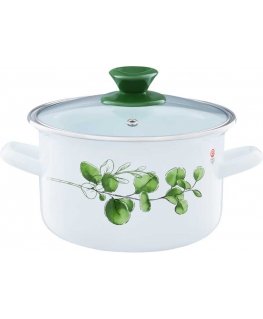 Puodas emaliowany su dangteliu Eukaliptus 18 cm 2,9 l EMALIA OLKUSZ
