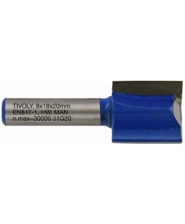 Tivoli Straight slot cutter, 18x8 mm, 8mm shank
