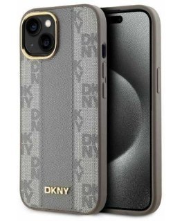 Case DKNY DKHMP14SPCPVSLE iPhone 14 6.1" beige/beige hardcase Leather Checkered Mono Pattern MagSafe