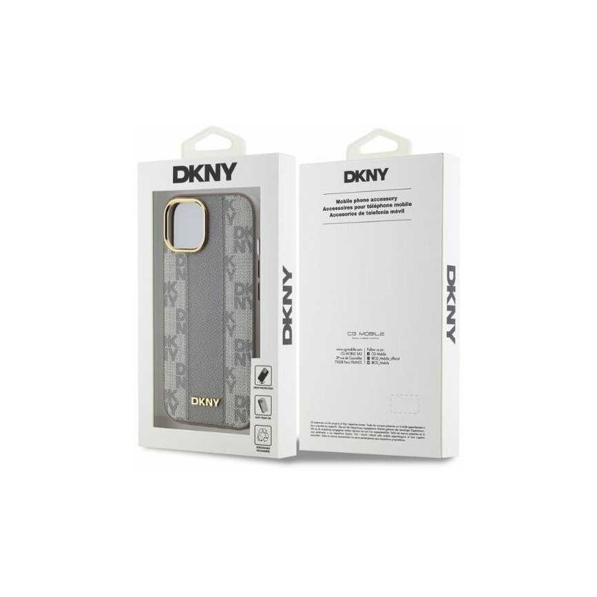Dėklas DKNY DKHMP14SPCPVSLE iPhone 14 6.1" smėlio spalva/beige hardcase Leather Checkered Mono Pattern MagSafe – 2