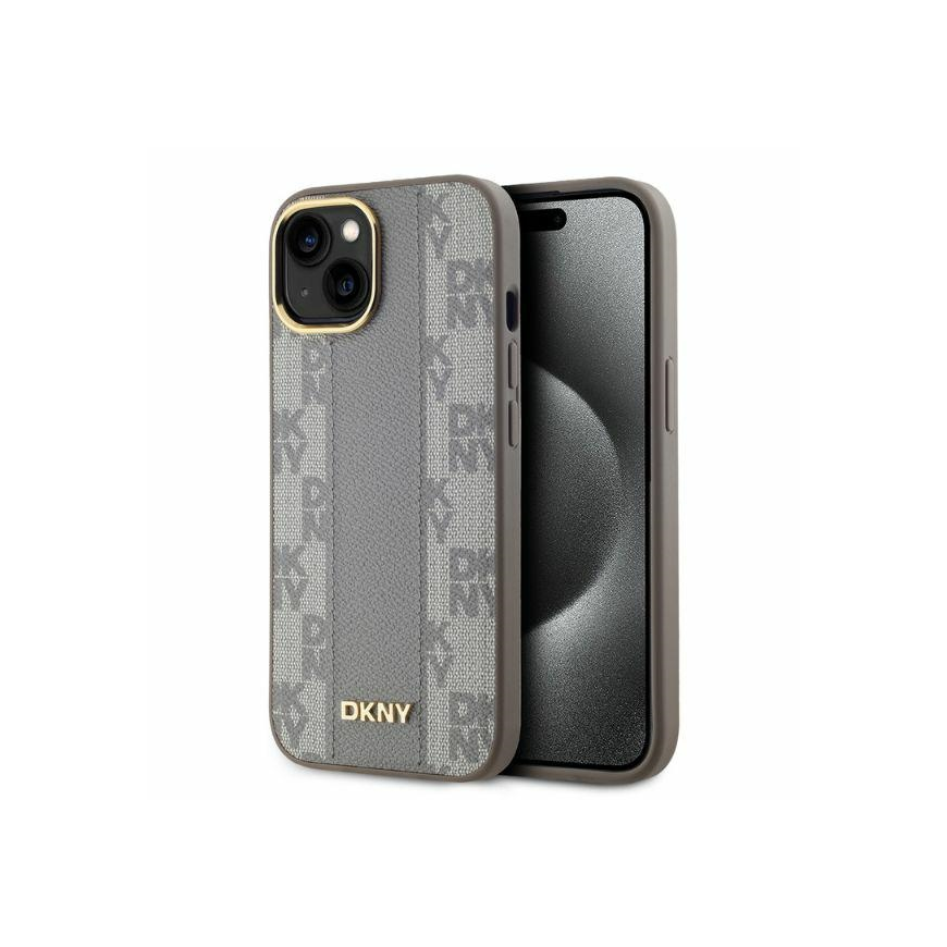 Case DKNY DKHMP14SPCPVSLE iPhone 14 6.1" beige/beige hardcase Leather Checkered Mono Pattern MagSafe – 3