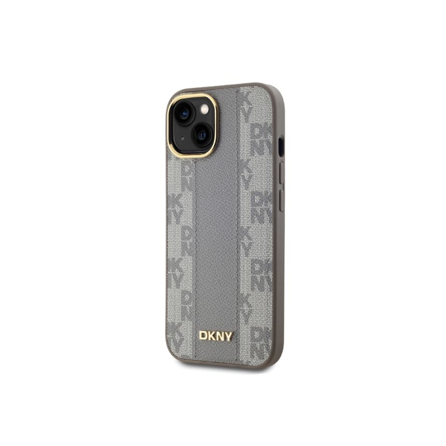 Case DKNY DKHMP14SPCPVSLE iPhone 14 6.1" beige/beige hardcase Leather Checkered Mono Pattern MagSafe – 5