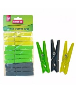 Plastic laundry hooks 10pcs green|yellow|grey